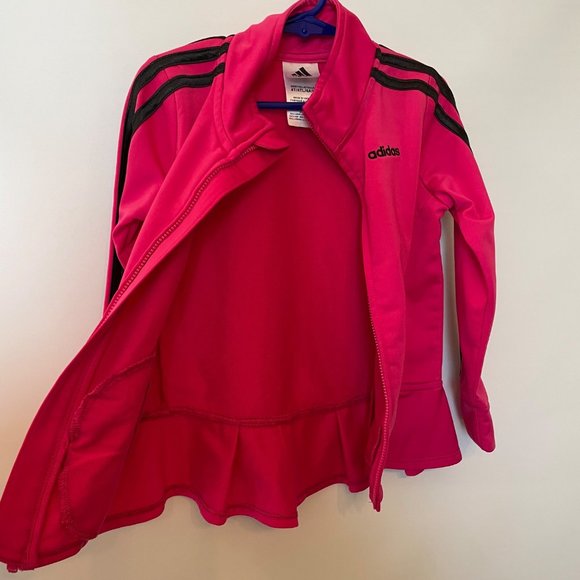 Adidas Youth Girls Sz 4T Long Sleeve Track Jacket Full Zip Pink Black Activewear - Picture 7 of 10